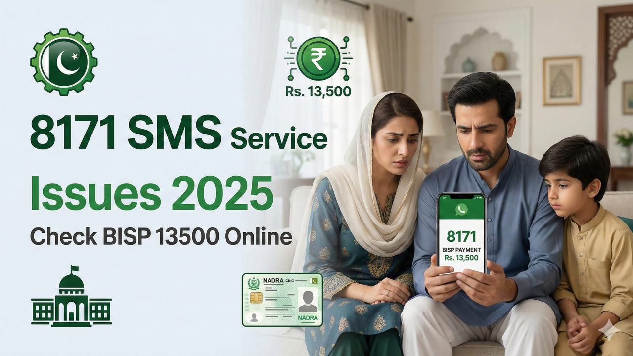 8171 SMS service issue in 2025 while checking BISP 13500 payment online